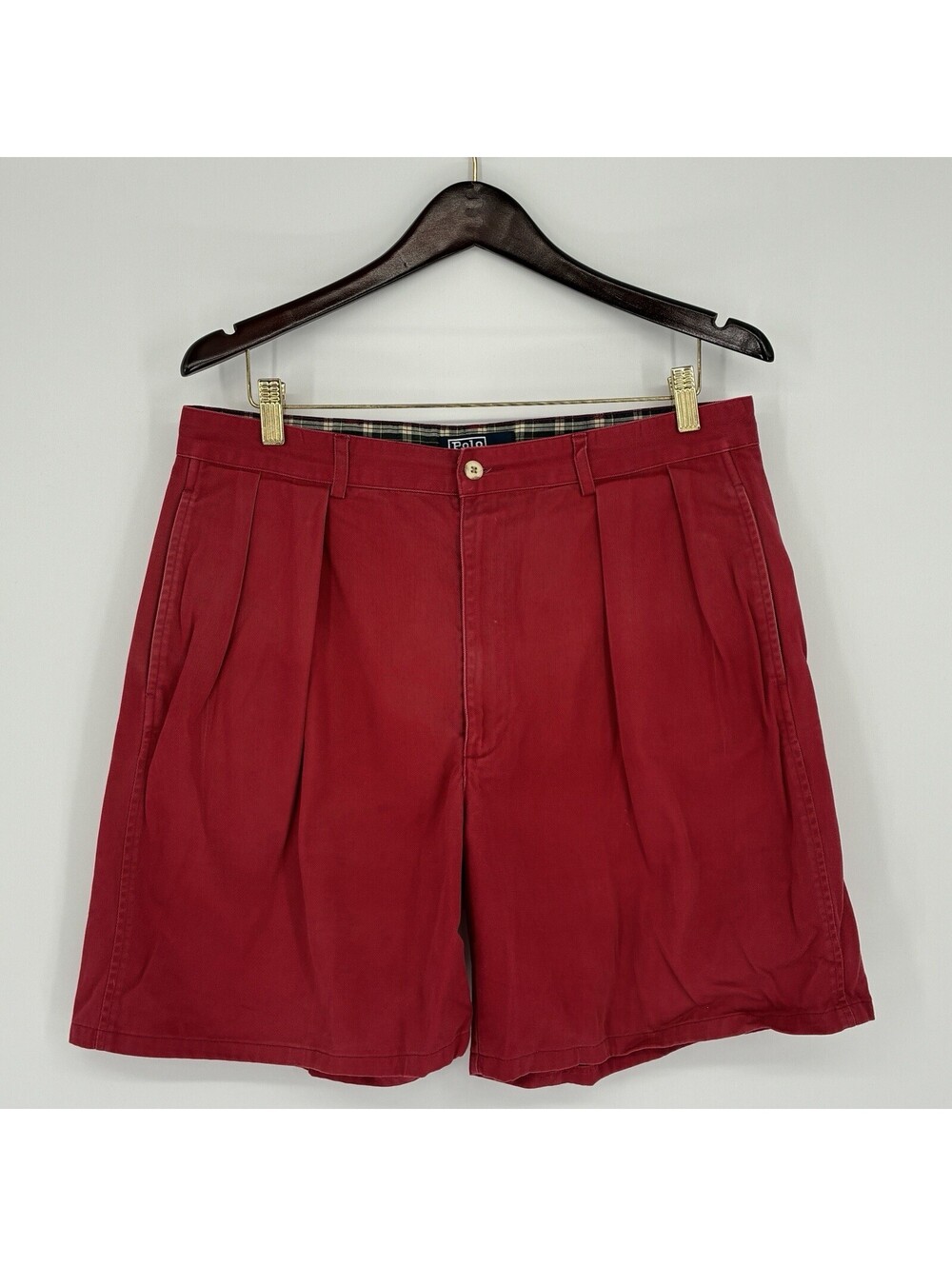 Vintage Polo Ralph Lauren Classic Golf Shorts Men 33 Nantucket Red Pleated Chino